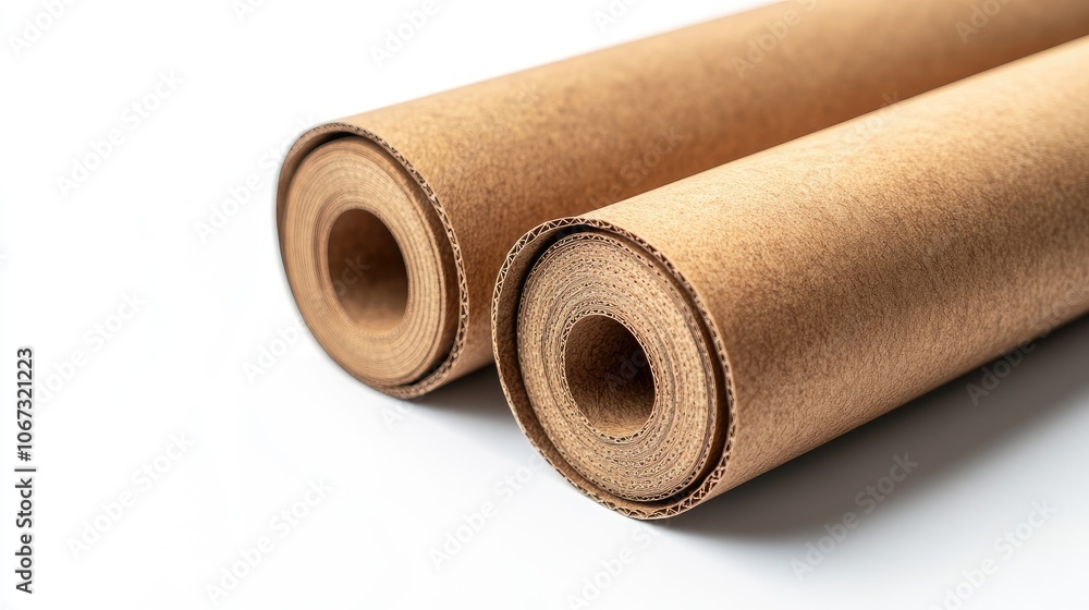 Roller blinds in premium cardboard packaging, isolated on white background, showcasing eco-conscious materials. Roller blinds in premium cardboard packaging, isolated on white background, showcasing eco-conscious materials.