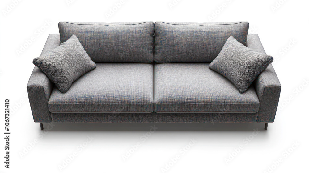 Obraz premium Cozy Gray Sofa With Throw Pillows, Perfect for a Modern Living Room or Lounge Area