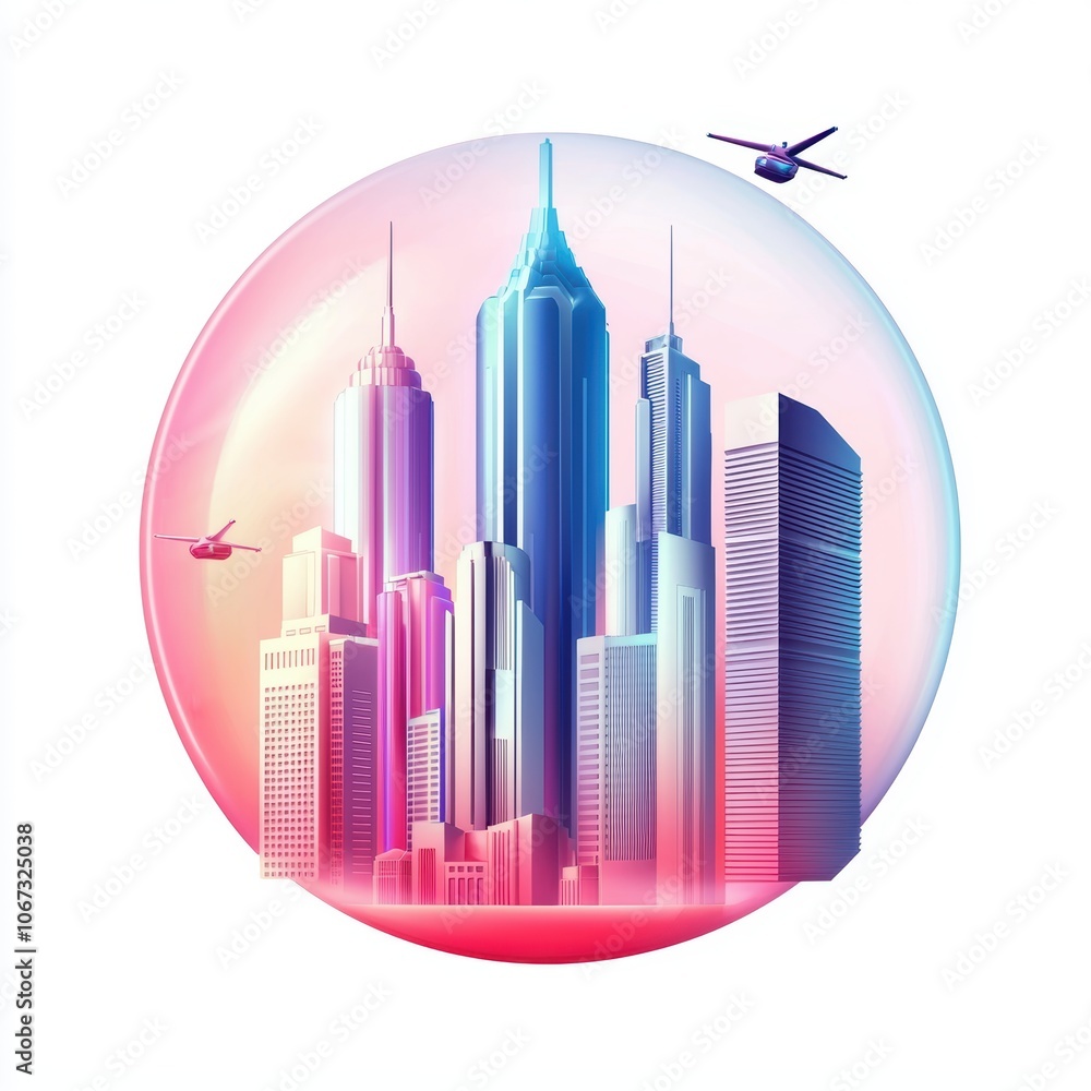 Futuristic cityscape with tall buildings, flying vehicles, neon lights, bustling metropolis, sci-fi inspired world, advanced technology, 3D illustration Futuristic cityscape with tall buildings, flying vehicles, neon lights, bustling metropolis, sci-fi inspired world, advanced technology, 3D illustration