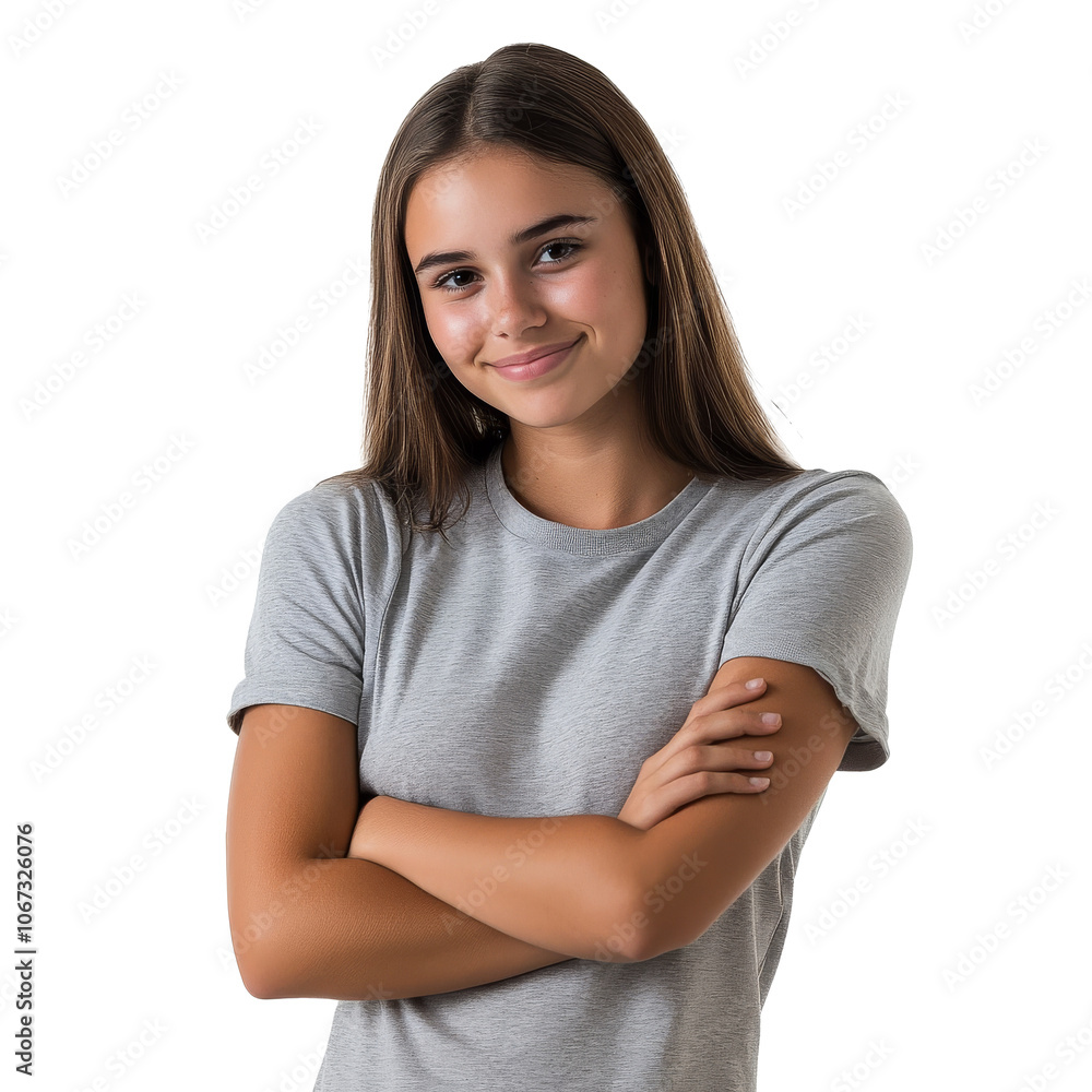 Young girl with a friendly smile posing indoors Young girl with a friendly smile posing indoors
