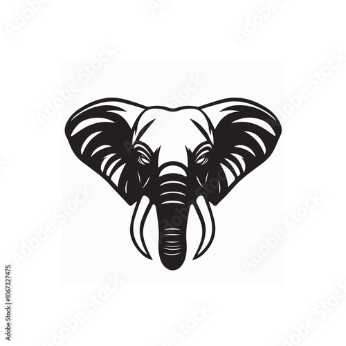 Closeup Portrait of an Elephants Face Image Vector om white background.