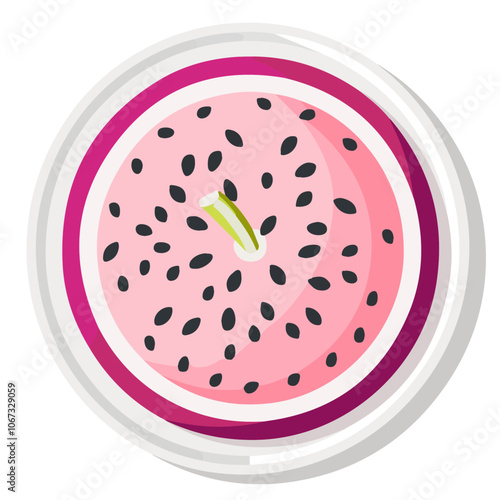 2D flat vector illustration dragonfruit icon isolated on a white background.

