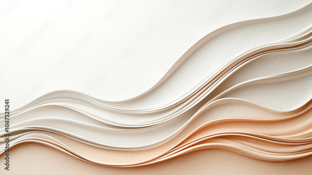 Obraz premium Flowing abstract background with layered, wavy lines in soft neutral tones, creating sense of calm and elegance