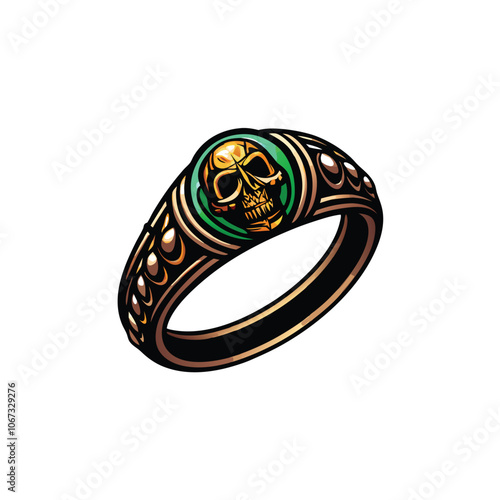 Design a silver ring featuring a large, intricately detailed skull as the center piece, with the skull's eye sockets forming the band of the ring.