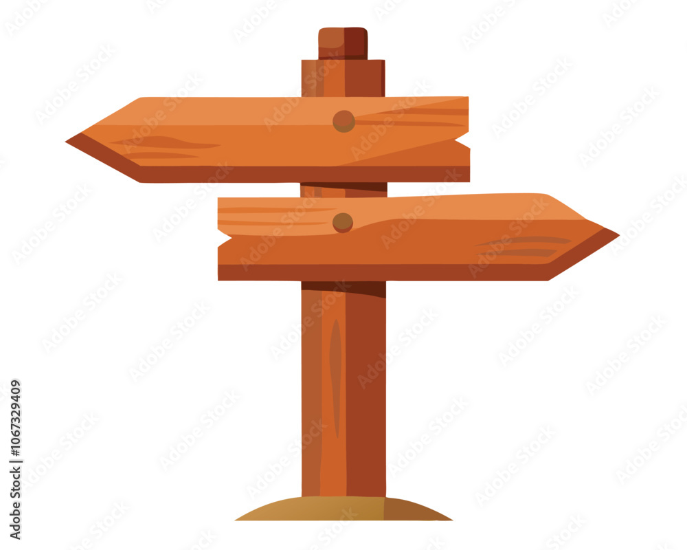 Arrow sign board Wooden pathfinding sign direction sign border flat vector illustration Rustic sign board on white
Arrow sign board Wooden pathfinding sign direction sign border flat vector illustration Rustic sign board on white