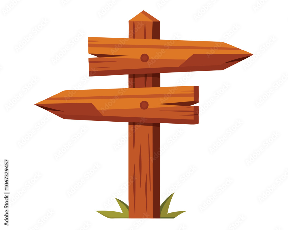 Arrow sign board Wooden pathfinding sign direction sign border flat vector illustration Rustic sign board on white
Arrow sign board Wooden pathfinding sign direction sign border flat vector illustration Rustic sign board on white