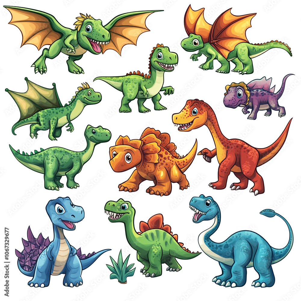 Naklejka premium Colorful Dinosaur Illustration