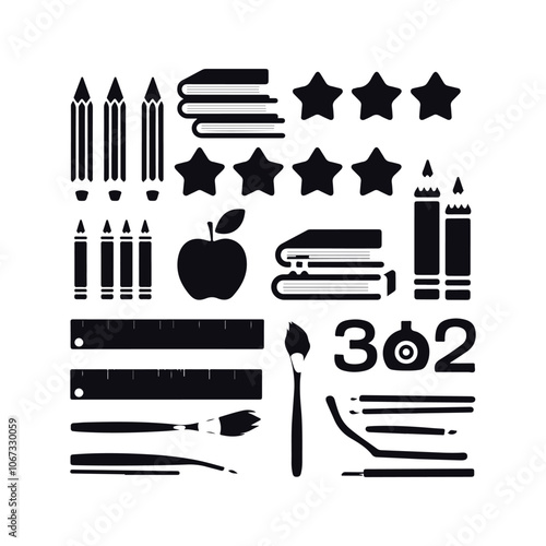 A set of education and learning elements vector illustration