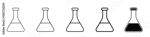 Set 5 Flask icon 1 unexpanded vector 1 silhouette Chemical test tube icon isolated lab equipment pictogram science experiments featuring experiment flasks trendy flat vector style Laboratory test
