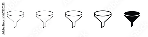 Set 5 filter icons 1 unexpanded vector 1 silhouette, Filter icon, funnel symbol, sorting icons, ascending and descending sort sign, filter button icon