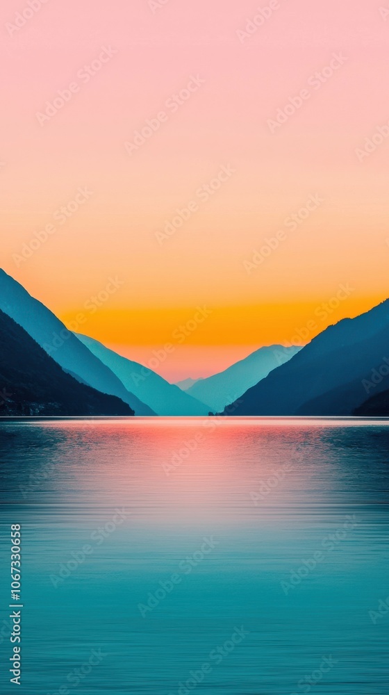 Stunning sunset over tranquil lake and mountains. Stunning sunset over tranquil lake and mountains.