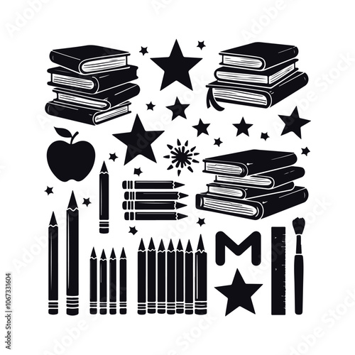 A set of education and learning elements vector illustration