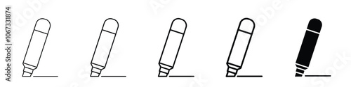Set 5 highlighter icons 1 unexpanded vector 1 silhouette, Highlighter marker icon, vector illustration on a white background
