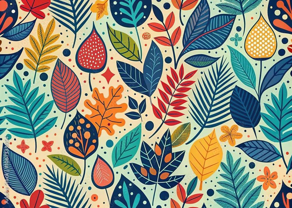 Abstract Leaf Shapes Seamless Pattern Design Abstract Leaf Shapes Seamless Pattern Design