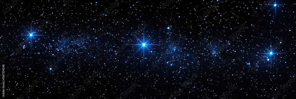 Fototapeta premium Countless stars shine brightly against the dark canvas of the night, creating a mesmerizing view of the cosmos above a tranquil setting