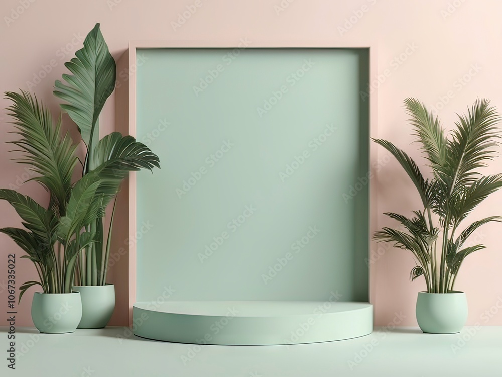 3d background products display podium scene with palm leaf geometric platform. background vector 3d render with podium. stand to show cosmetic product. Stage showcase on pedestal display beige summer 3d background products display podium scene with palm leaf geometric platform. background vector 3d render with podium. stand to show cosmetic product. Stage showcase on pedestal display beige summer