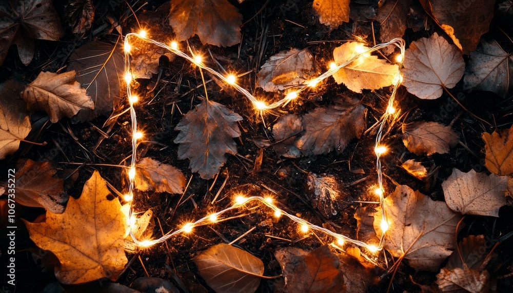 Autumn Holiday Background with Warm String Lights Autumn Holiday Background with Warm String Lights
