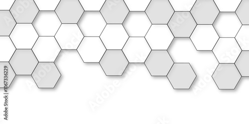 Abstract white background with hexagon and hexagonal background. Luxury white pattern with hexagons. abstract 3d hexagonal background with shadow. 3D futuristic abstract honeycomb mosaic background.