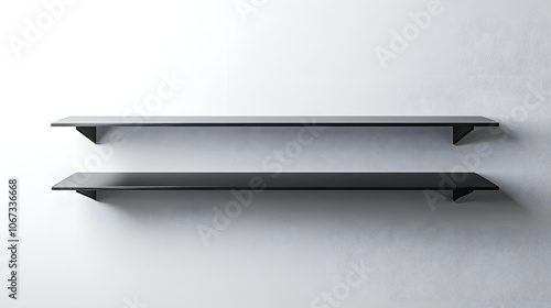 Minimalist Quintuple Steel Wall Shelf on a Pure White Background A Sleek and Industrial Design for Urban Living