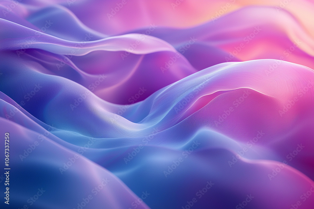 Colorful silk fabric waves flowing gently in soft light Colorful silk fabric waves flowing gently in soft light