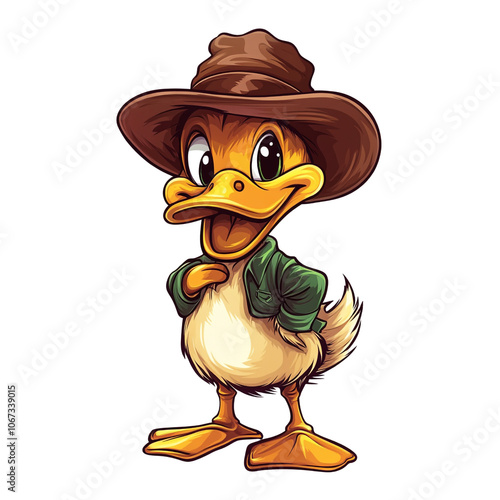 Cute Cartoon Duck Wearing a Hat photo