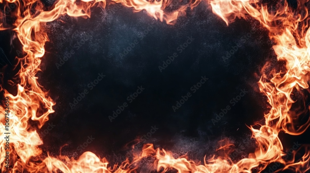 Dramatic Fiery Circle of Flames and Smoke on Blank Background Dramatic Fiery Circle of Flames and Smoke on Blank Background