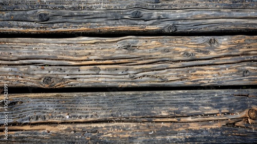 An old wooden bridge with visible grains and textures, showcasing the beauty of aged wood