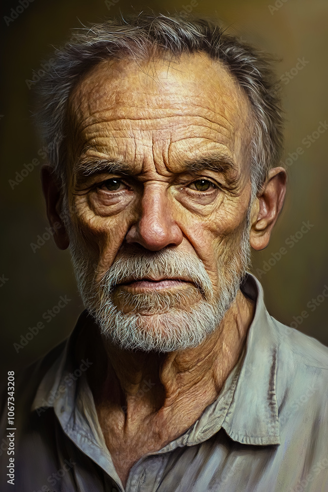 An extremely detailed and photorealistic macro portrait of an elderly man. An extremely detailed and photorealistic macro portrait of an elderly man.