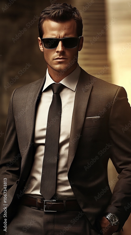1 young handsome man in a suit, male, solo, CEO, wearing sunglasses, serious expression, male focus, necktie, collared shirt, belt, pants, adjusting eyewear, wristwatch, generative ai 1 young handsome man in a suit, male, solo, CEO, wearing sunglasses, serious expression, male focus, necktie, collared shirt, belt, pants, adjusting eyewear, wristwatch, generative ai