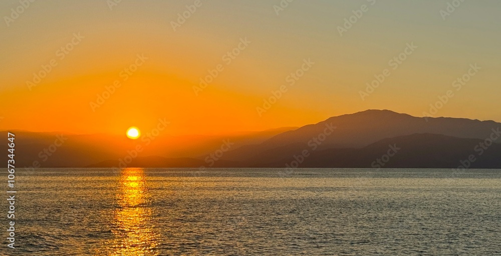 Beautiful sunrise at Gethiye Gulf in Turkey