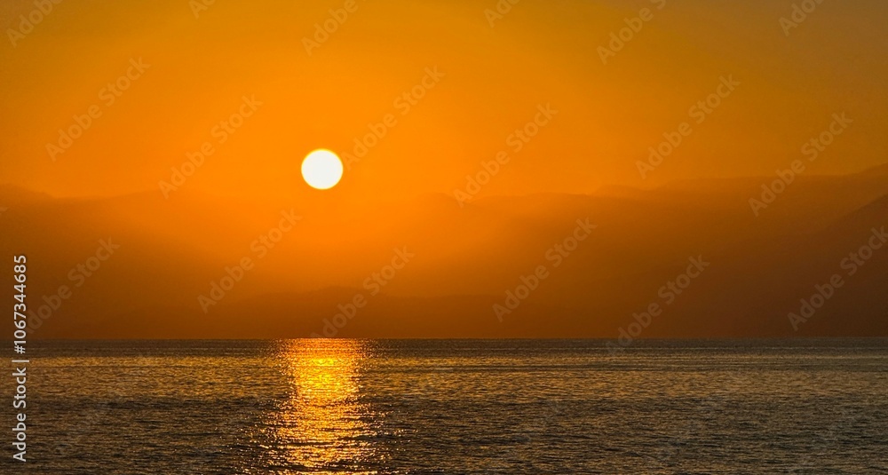 Beautiful sunrise at Gethiye Gulf in Turkey