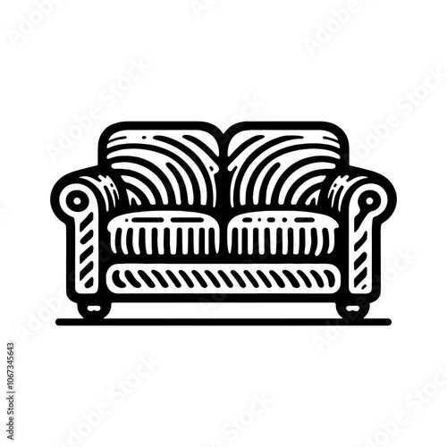  sofa interior tribal art style engraved vintage design vector photo