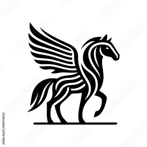 Wallpaper Mural flying horse pegasus Tribal art style engraved design vector Torontodigital.ca