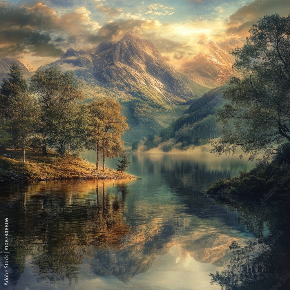 Fototapeta premium Mountain Lake Reflection.