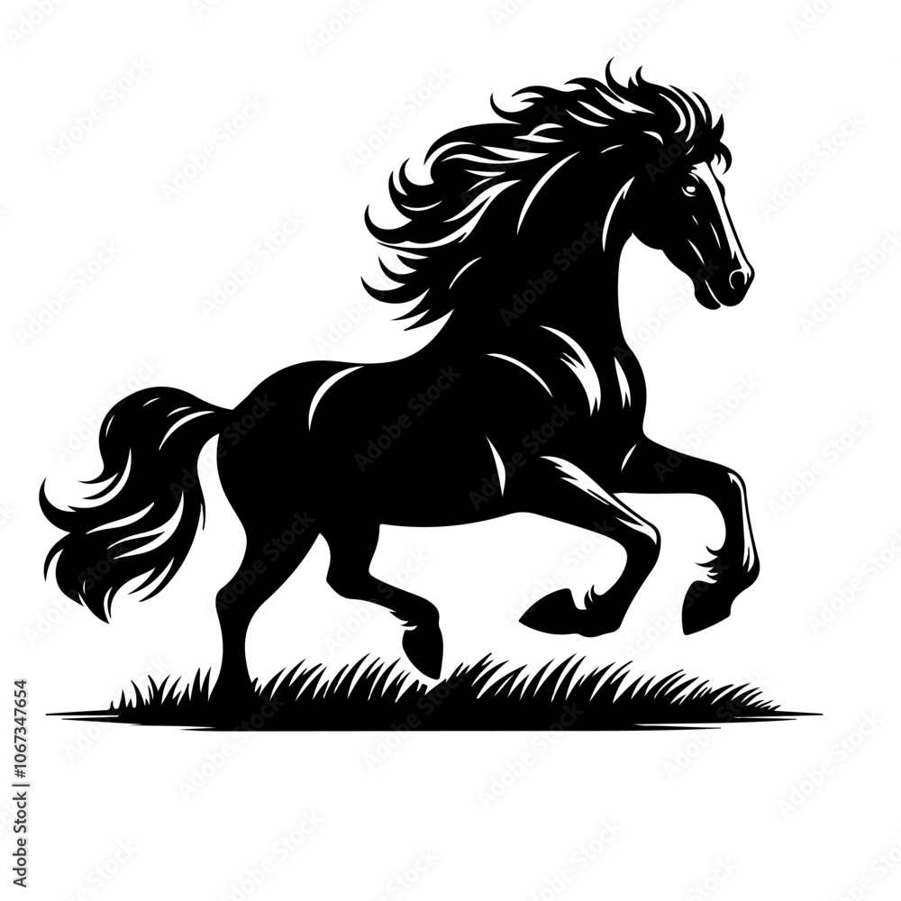 Obraz premium Silhouette of a Horse Vector Art illustration with a white background