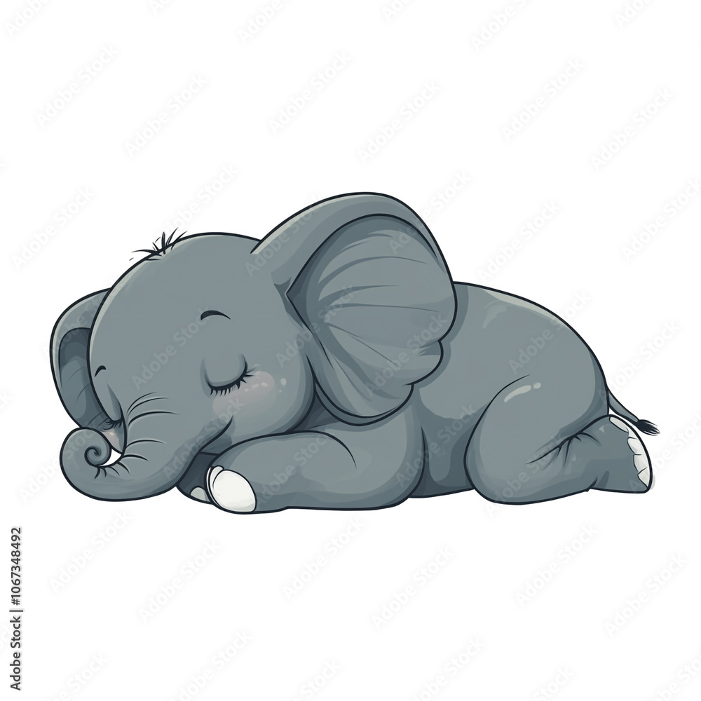 Obraz premium Cute Sleeping Elephant Illustration