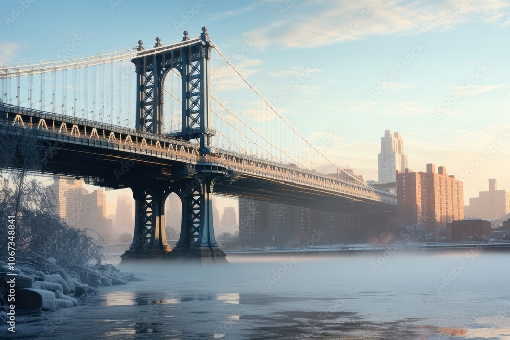 Fototapeta premium Winter morning light queen bridge downtown.