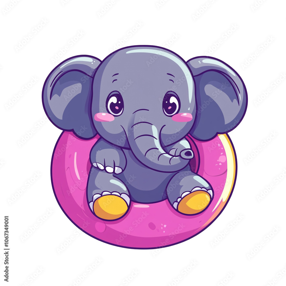 Cute Elephant on a Pink Float Cute Elephant on a Pink Float