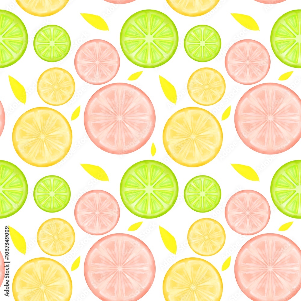 Lemon seamless pattern on background.
