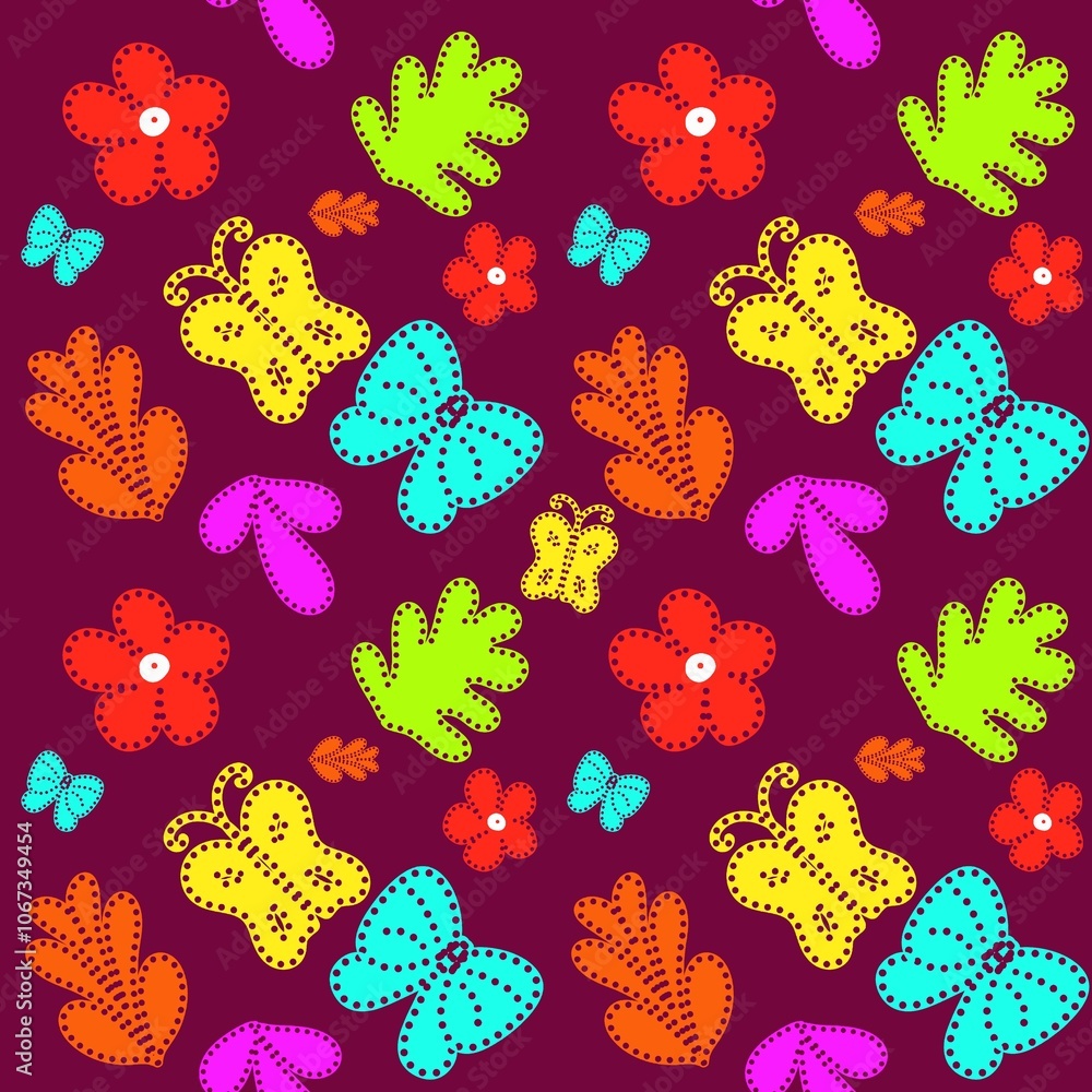 Seamless abstract flower art on pattern for background and backdrop.