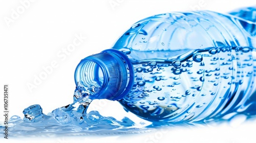 Wallpaper Mural Clean modern water bottle with safety cap and half-filled with clear water on white background, symbolizing hydration and drinking safety, ample copy space for text overlay. Torontodigital.ca