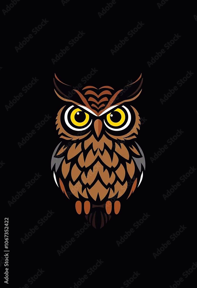 Logo with the image of a wise owl, a symbol of intelligence and night hunting Logo with the image of a wise owl, a symbol of intelligence and night hunting