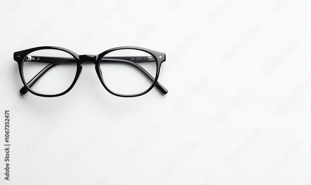 Stylish black eyeglasses on a white isolated background, showcasing a modern design ideal for fashion and optical needs. Stylish black eyeglasses on a white isolated background, showcasing a modern design ideal for fashion and optical needs.