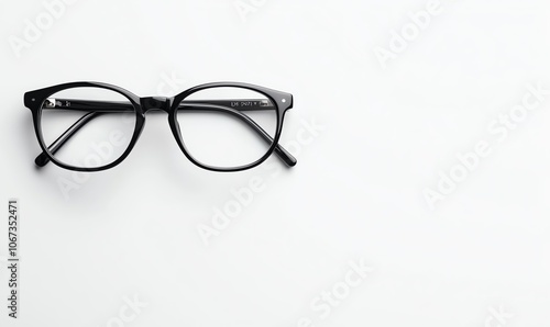 Stylish black eyeglasses on a white isolated background, showcasing a modern design ideal for fashion and optical needs.