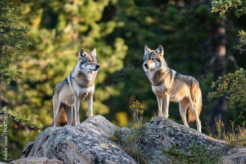 Wolves on Rocky Terrain