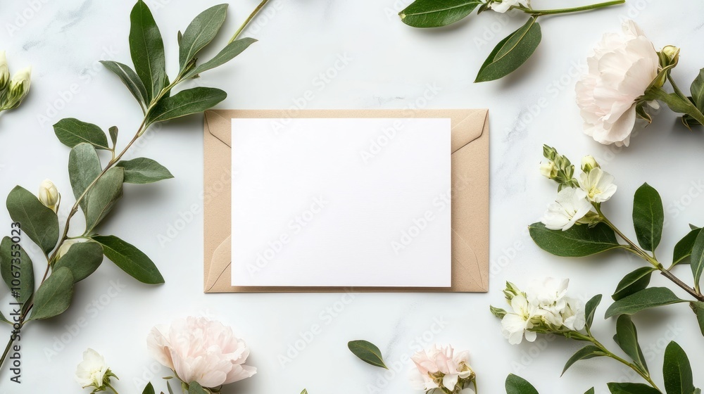 Elegant Blank Wedding Invitation Card with Flowers Elegant Blank Wedding Invitation Card with Flowers