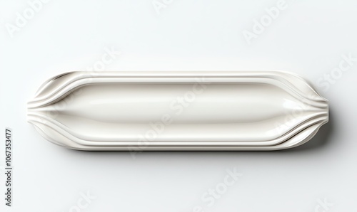 Elegant white serving platter on a white isolated background, perfect for showcasing culinary delights or as a decorative piece in a kitchen.