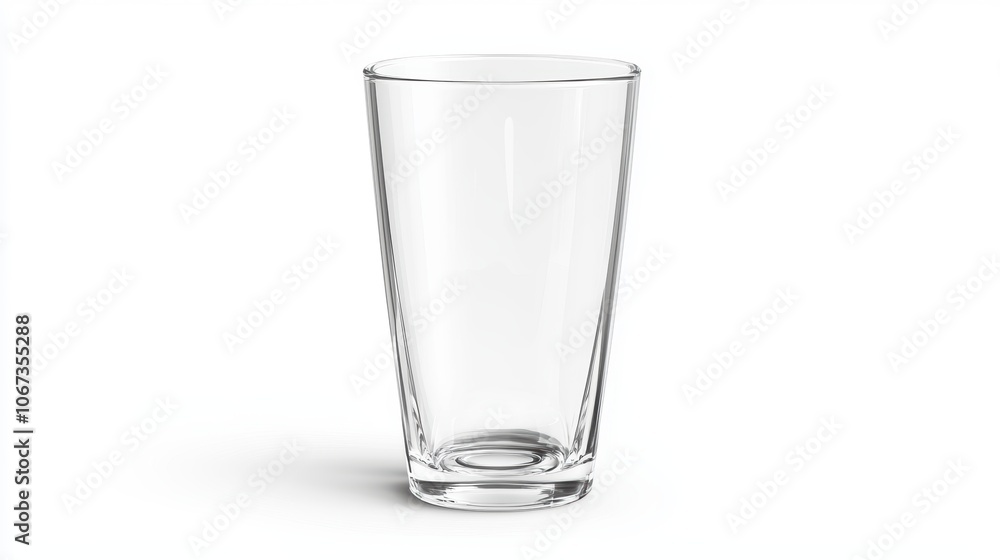 A glass cup is sitting on a white background A glass cup is sitting on a white background