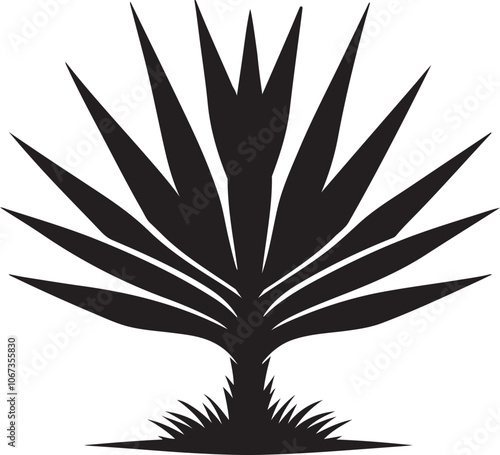 agave plant silhouette design vector art illustration.