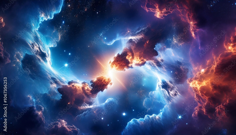 Fototapeta premium An imagine of a close-up view of a nebula actively forming new stars